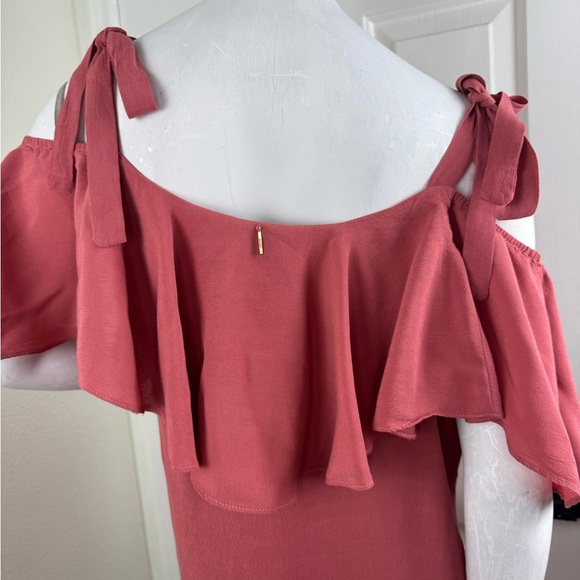 MISA Los Angeles Emil Off Cold Shoulder Coral Mini Dress Size Medium.  #102 - Picture 7 of 13